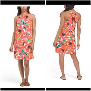 Trina Turk Floral Halter Neck Dress XL summer flowy resort beach vacation